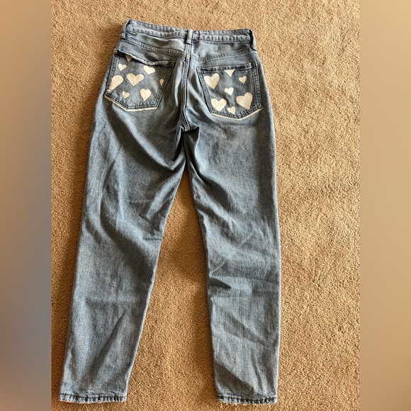 Old Navy OG Jeans with hand painted hearts - Picture 2 of 5
